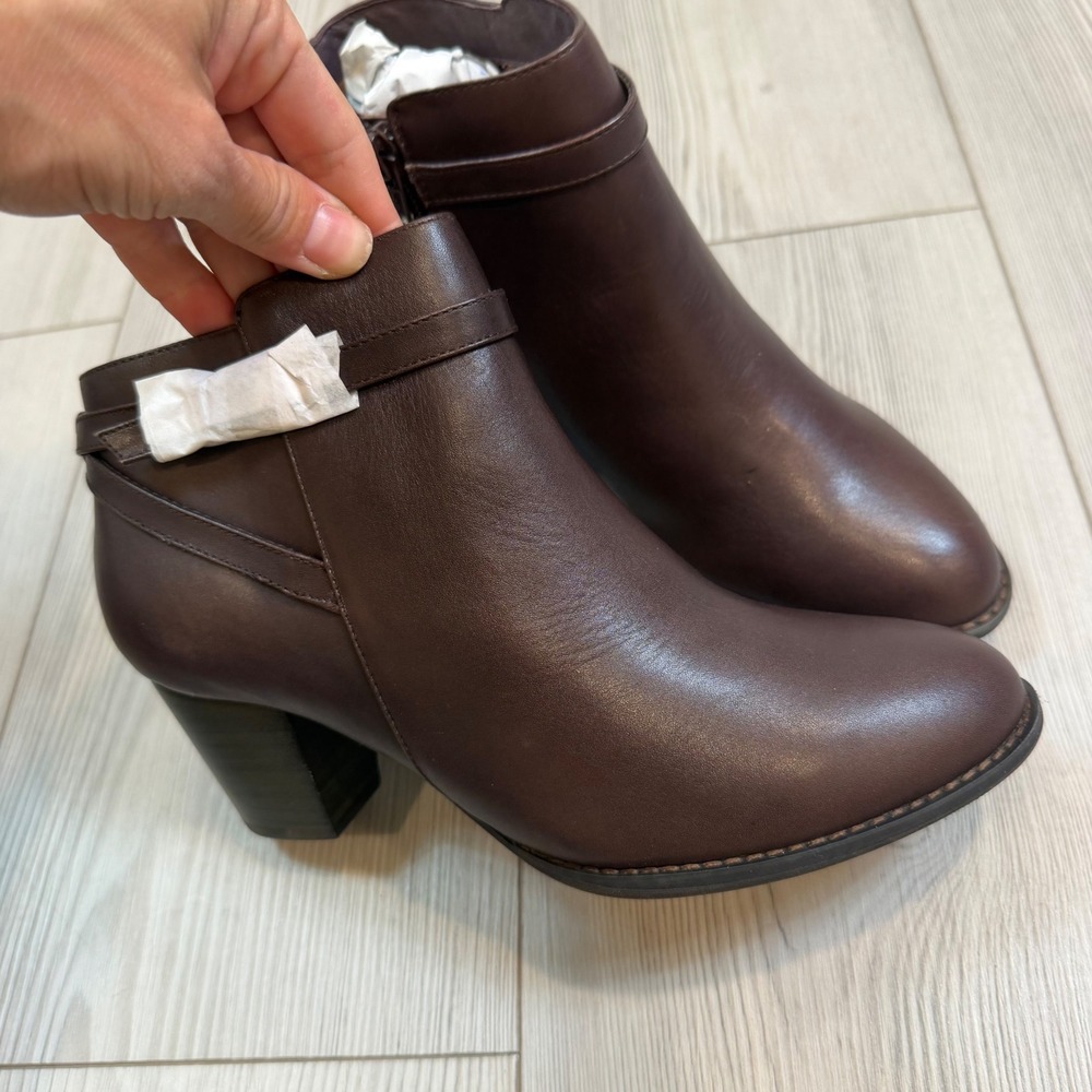 Vionic Upright Upton Ankle Boots Java Brown Leather Orthaheel Womens 7 Wide NEW - Picture 3 of 8